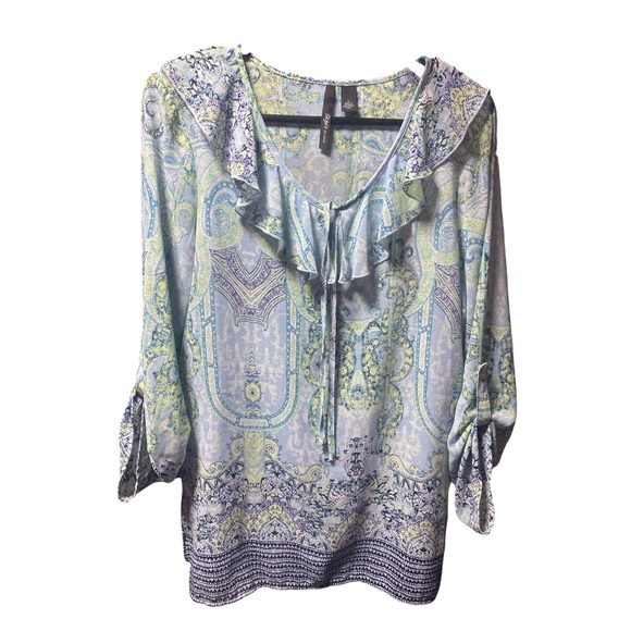 Skye's the Limit Pastel Patterned Blouse - Picture 2 of 7